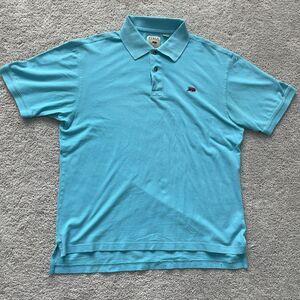 Perlis Polo Shirt Mens Large Blue 100% Peruvian Cotton Crawfish Pique Knit